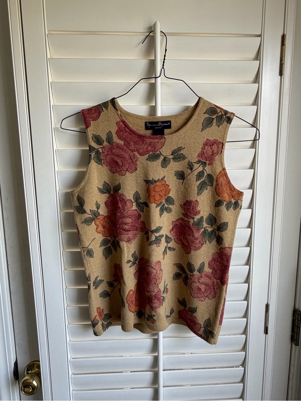 Mercer & Madison Floral Wool Angora Blend Knit Tank Top Petite PM